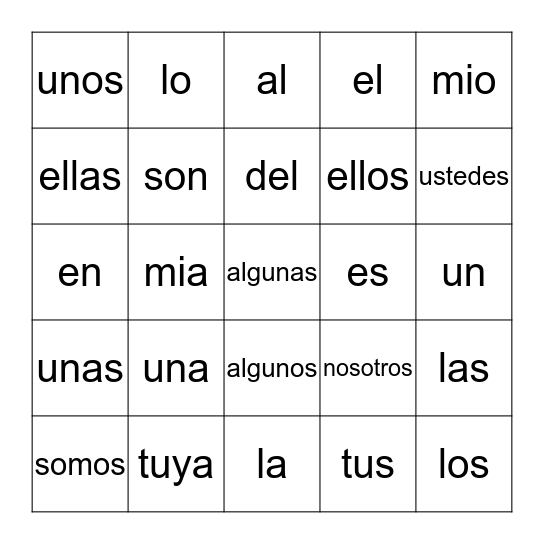 Bolt Beloved udsættelse bingo palabras frecuentes en espanol 1 Bingo Card