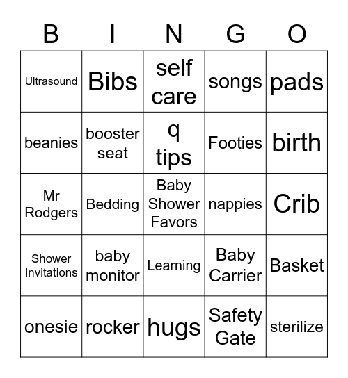 Baby Shower 1.0 Bingo Card