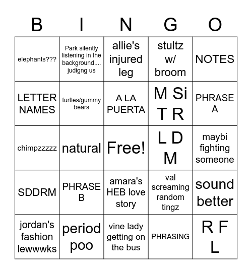 Cantabile casserole tingz Bingo Card