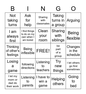 Rock Brain Bingo Card
