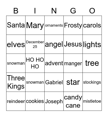 CHRISTMAS BINGO Card