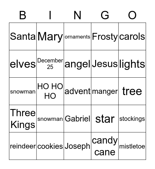 CHRISTMAS BINGO Card