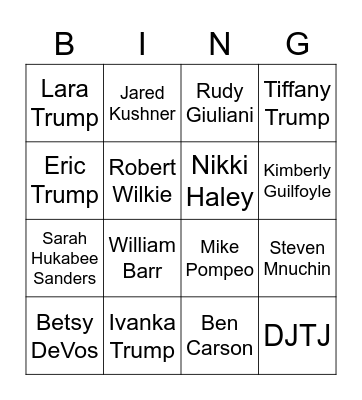 Trump COVID Bingo Card