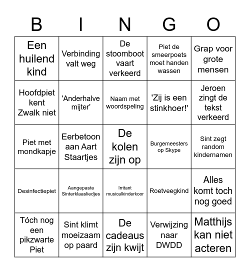 Intochtzuipen 2020 Bingo Card