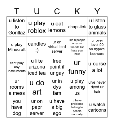 tucky bigno Bingo Card