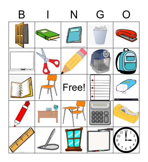 Materiales escolares Bingo Card