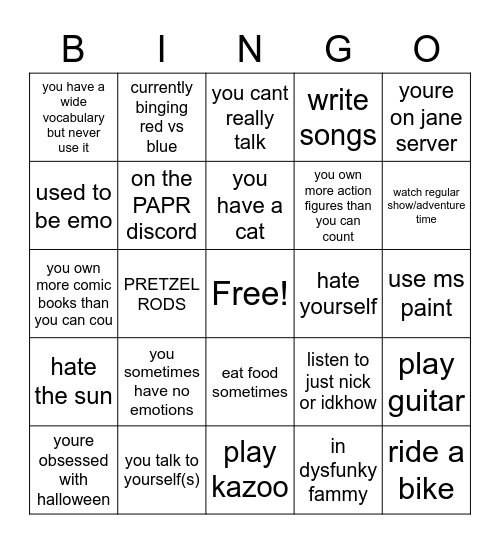 ur me lol Bingo Card