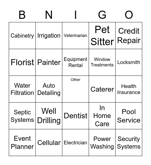 BNI BINGO Card