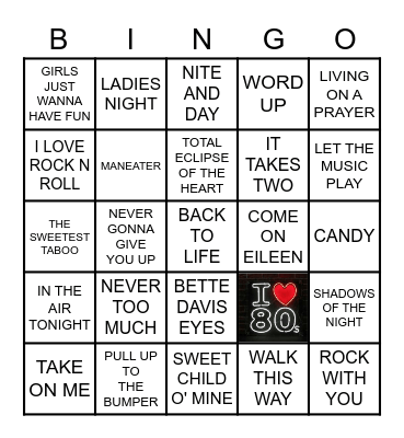 80'S EDITION VOL 1 Bingo Card