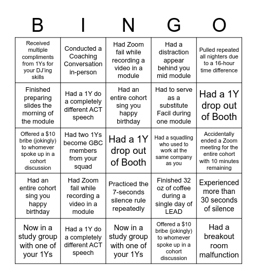 LEAD PhoeMa Bingo Card