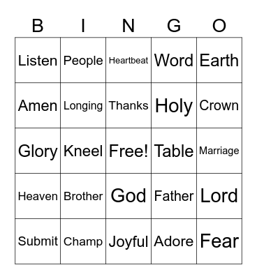 MPUMC November 15, 2020 Bingo Card