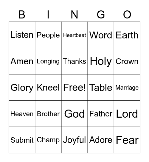 MPUMC November 15, 2020 Bingo Card