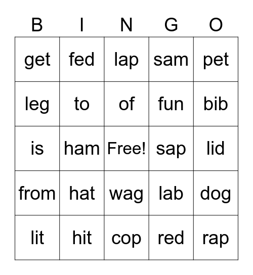 Sight Word 1 Bingo Card