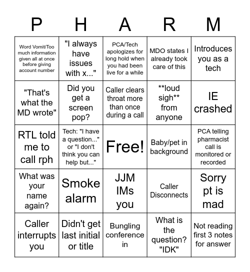 PTMJSMLA Bingo Card