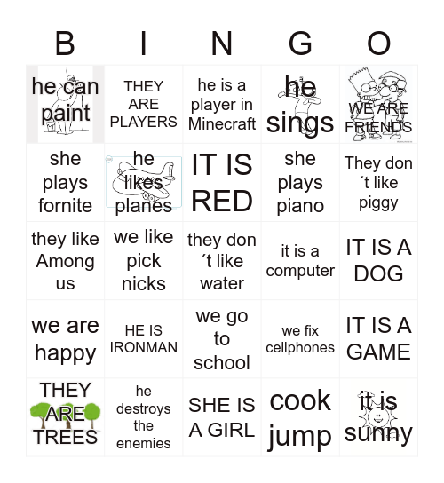 PRONOUNS Bingo Card