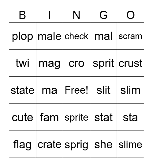 Open/Closed BINGO Game Bingo Card