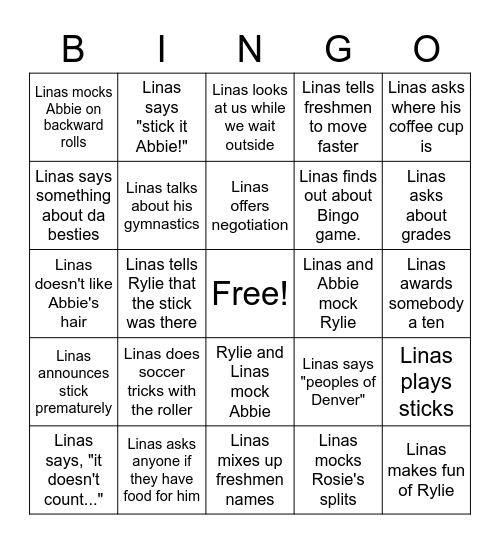 Linas Bingo Card