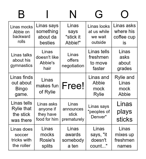 Linas Bingo Card