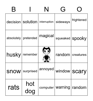 Bendy's BINGO-2 Bingo Card