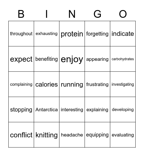 5th - wk 18 Bingo Card