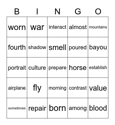 3rd - wk 18 Bingo Card
