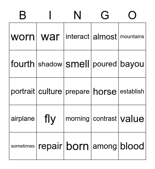 3rd - wk 18 Bingo Card