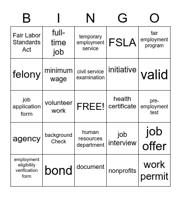 Unit 7 Bingo Card
