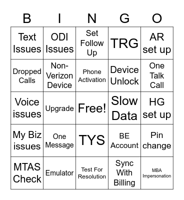 Tech Bingo Card