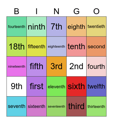 The Ordinals Bingo Card