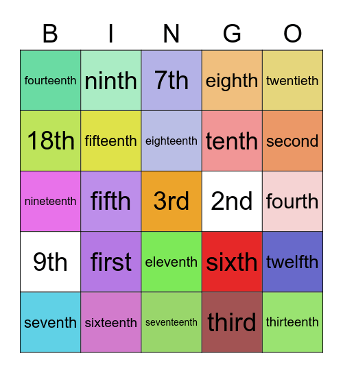 The Ordinals Bingo Card