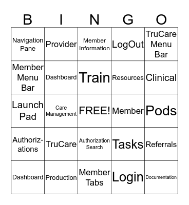 TruCare Bingo Card