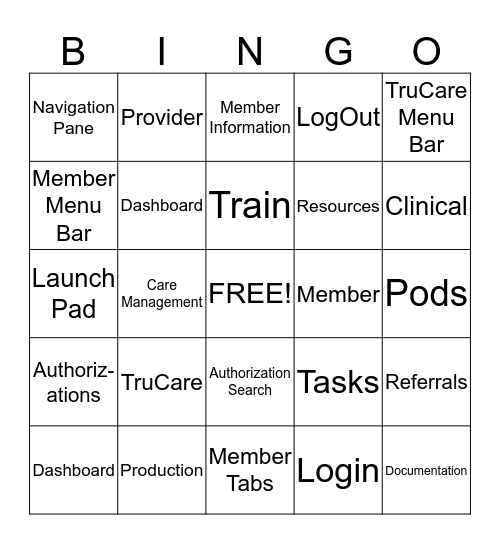 TruCare Bingo Card