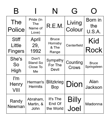 Don't Know Much About History Bingo Card