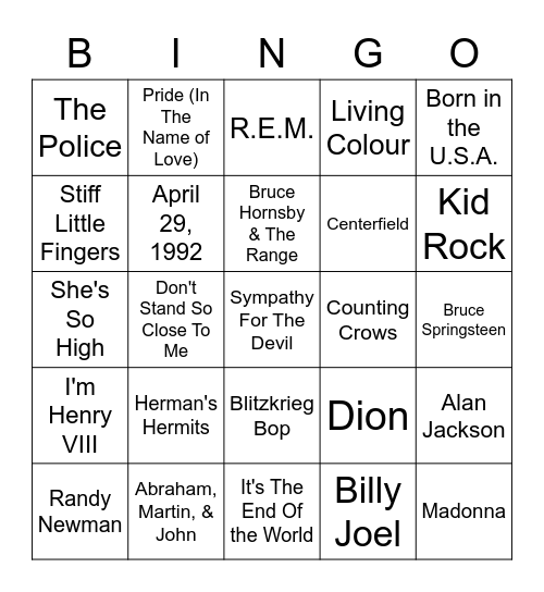 Don't Know Much About History Bingo Card