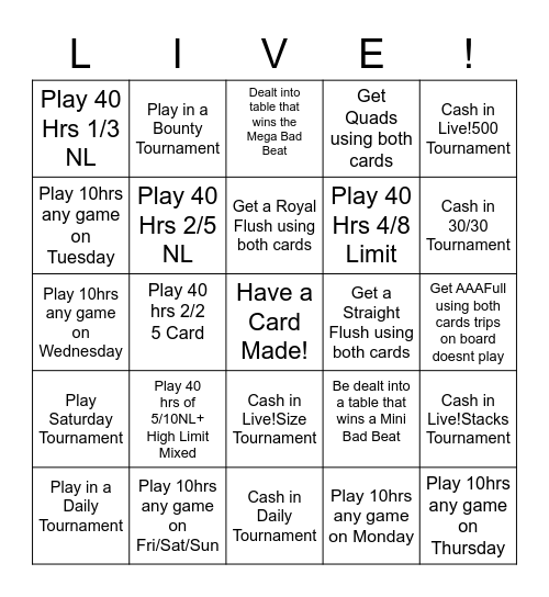 Live!Bingo Card