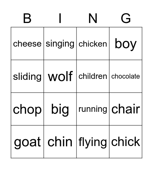 NG , CH Bingo Card