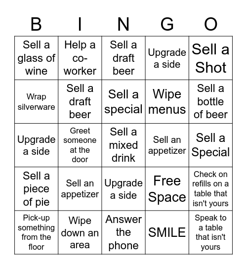 Friday Night Bingo Card