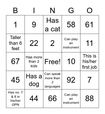 Get to Know Your Teammates Bingo Card