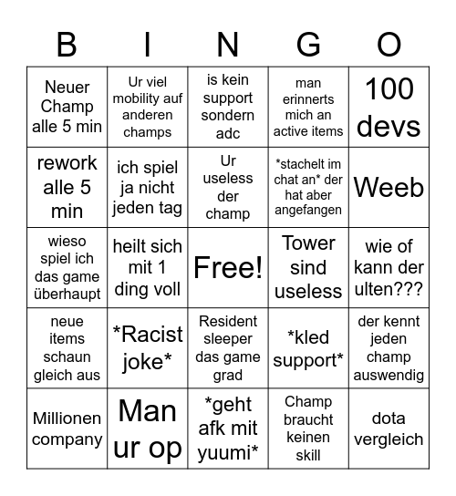 Alfis Liga Bingo Card