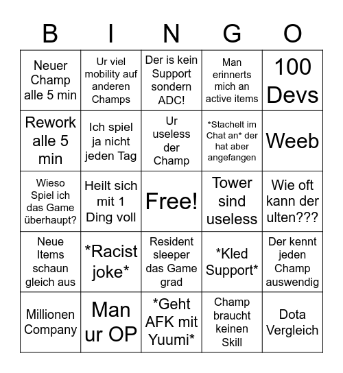 Alfis Liga Bingo Card