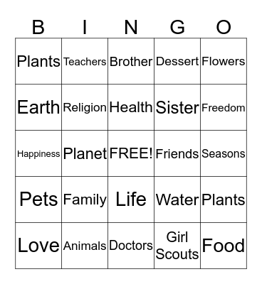 Thanksgiving Day Bingo Card