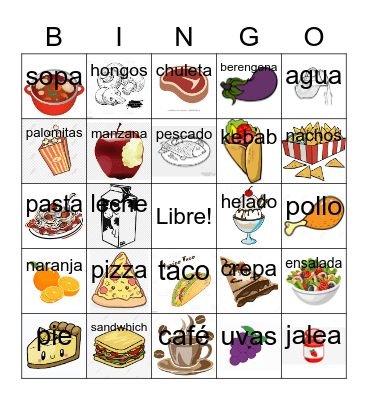 COMIDAS Bingo Card