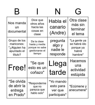 Geograsufrimiento Bingo Card