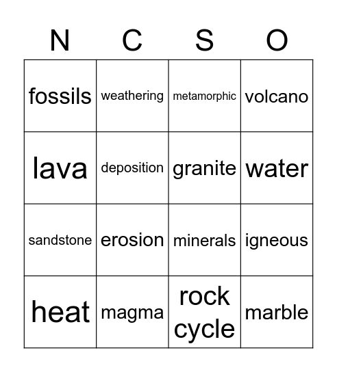 Rocks ROCK! Bingo Card