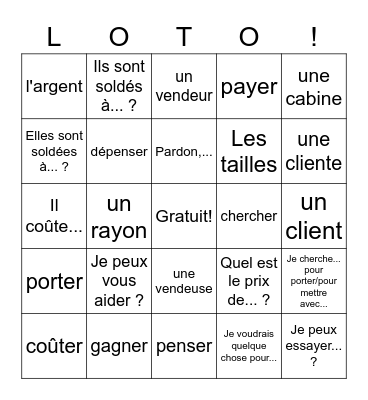 Ch. 7.2 French Bingo Card