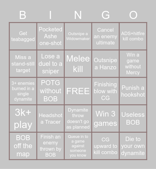 ASHE BINGO Card