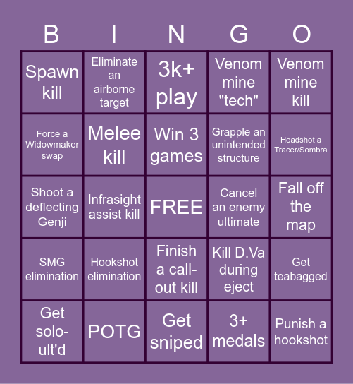 WIDOWMAKER BINGO Card