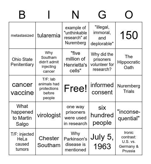 ILHL Bingo Vol. II — "Illegal, Immoral, and Deplorable" Bingo Card