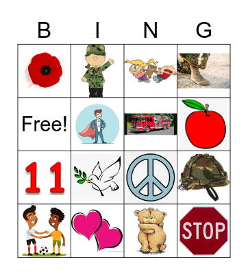 Remembrance Day Bingo Card