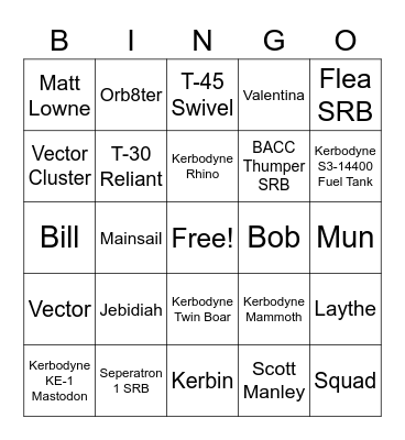 Kerbal Space Program Bingo Card